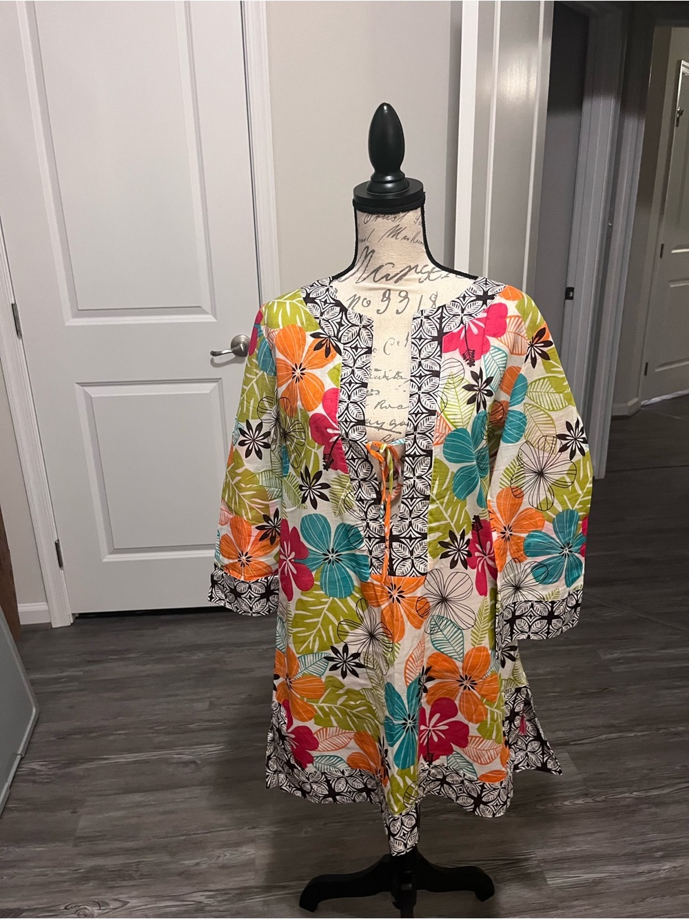 La Blanca Floral Swim Coverup in Teal, Orange, Pink, Lime & Black Trim